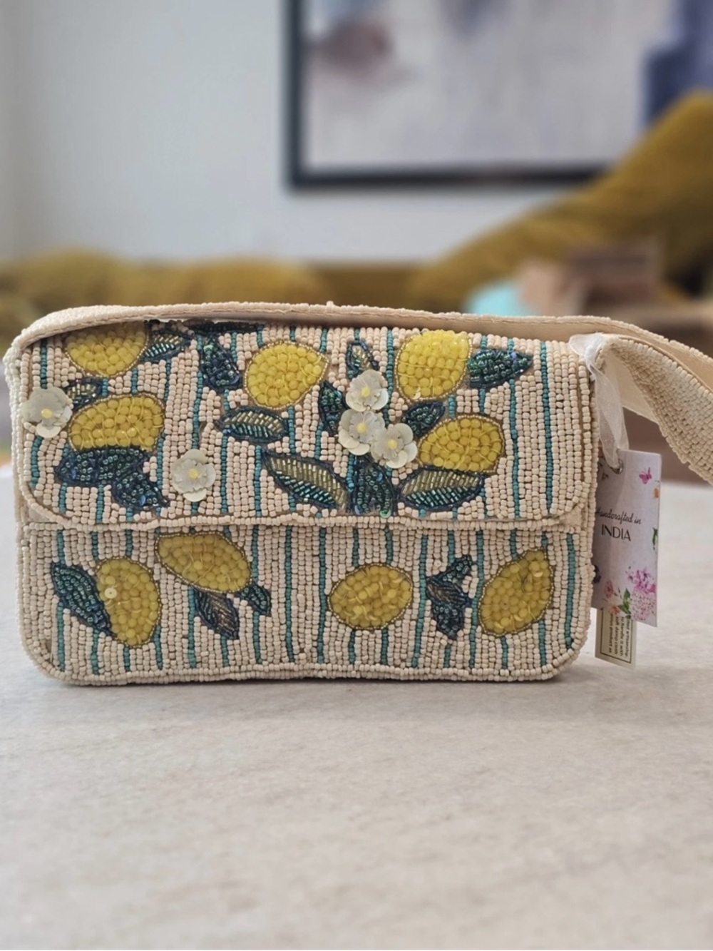 Handcrafted in India TikTok Viral Beaded Bag Lemons Made in India NWT